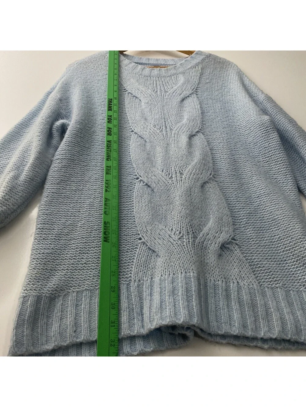 Aerie Cable Knit Wool-Blend Oversized Sweater Baby Blue Size S